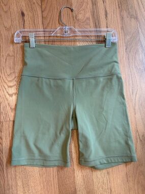 Athleta Olive Green High-Waisted Biker Shorts, small